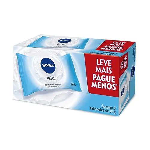 Nivea Sabonete Em Barra Hidratante Leite Promo 6 Un. 85g - Com Fragrncia Suave E Espuma Cremosa, Ess