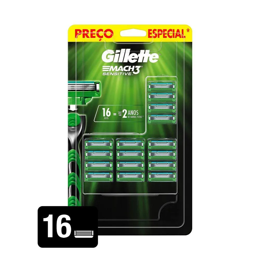 Carga Gillette Mach3 Sensitive Com 16 Unidades