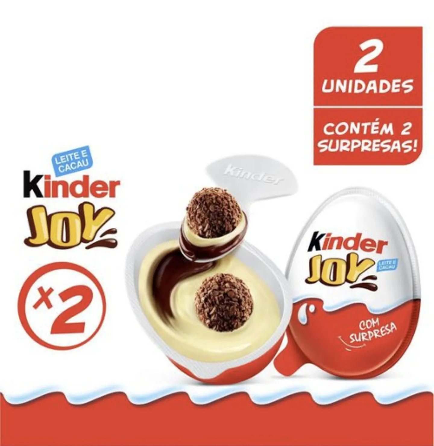 [cashback De 100%] Kinder Joy Chocolate Recheio Creme De Cacau E Leite 40g 2 Unidades