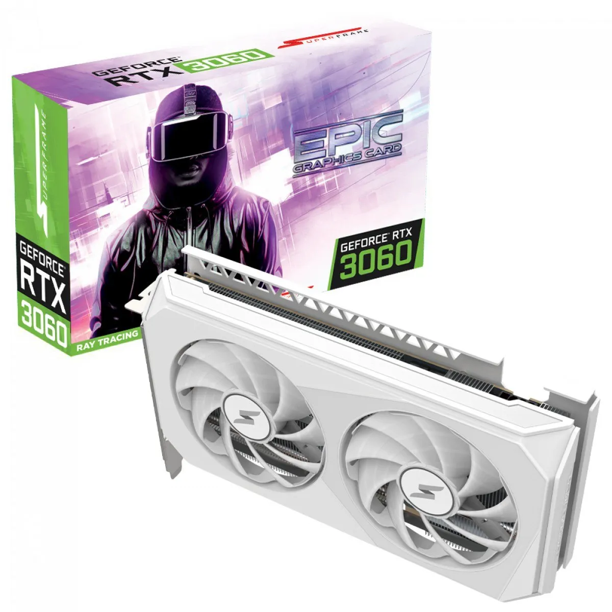 Placa De Vdeo Superframe Nvidia Geforce Rtx 3060 Epic, White, 12gb, Gddr6, Dlss, Ray Tracing