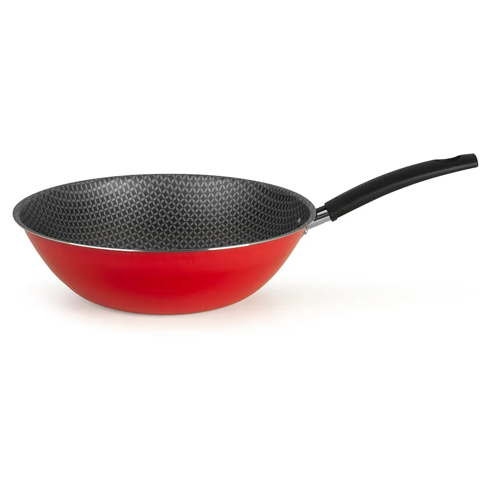 Frigideira Wok Oriental Antiaderente 24cm Essencial Com Cabo Alumnio Vermelho 1,2mm - Multiflon