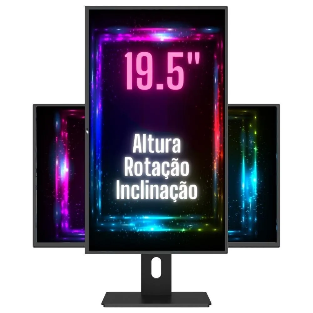 Monitor 19.5 Polegadas, Led Ergonmico, Ajuste De Altura, Rotao, Inclinao, Widescreen, 2ms, 75hz, Hd+, Hdmi, Vesa, Pro 1953g