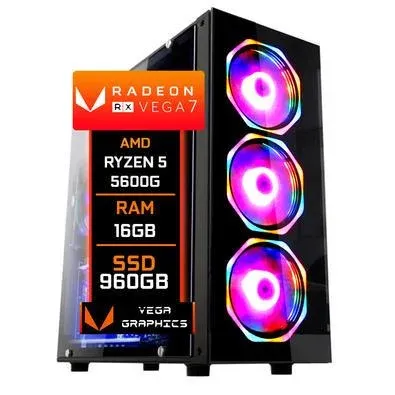 Pc Gamer Fcil Amd Ryzen 5 5600g, 16gb Ddr4, Radeon Vega 7 Graphics, Ssd 960gb, Fonte 500w - Windows 10