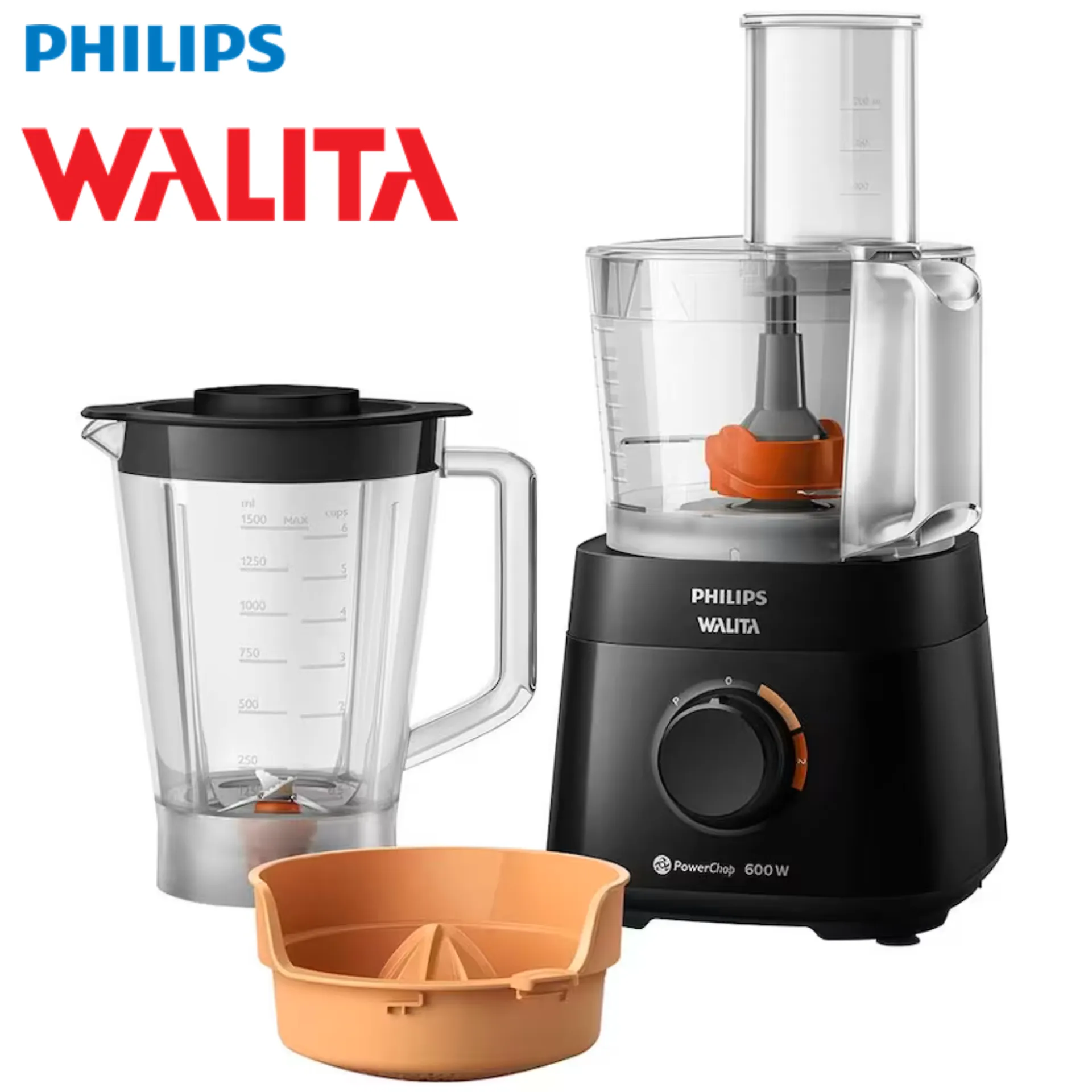 Multiprocessador Powerchop 600 Philips Walita Preto 600w 3 Em 1 Com 2 Velocidades Ri7300