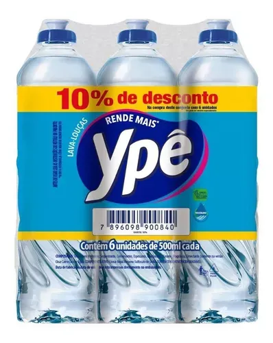 Pack Com 6 Detergente Lquido Yp Clear 500ml