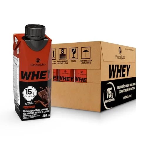 (rec)pack De Whey Zero Lactose Chocolate 15g Piracanjuba 250ml - 12 Unidades