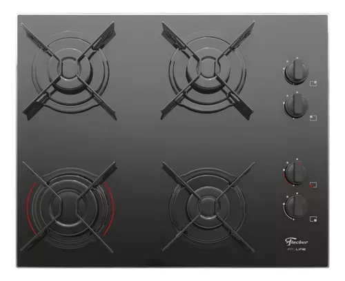 Fogo Cooktop Fischer 4q Fit Line Gs Mesa Vidro 26342-57175 Preto 127v/220v