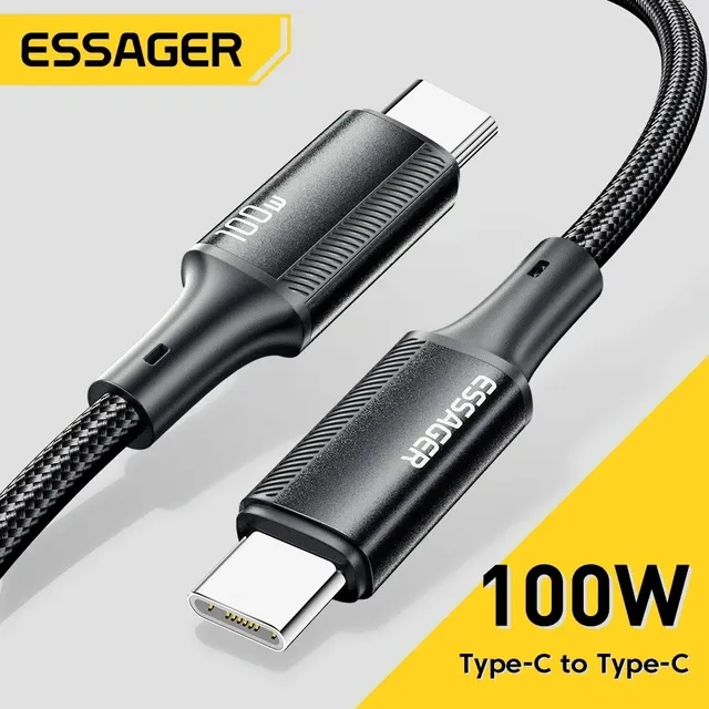 [3 Unidades/r$ 41 Com Gpay/taxa Inclusa] Essager Cabo Tipo-c 100w Pd, Carregamento Super Rpido, Para Ios E Android