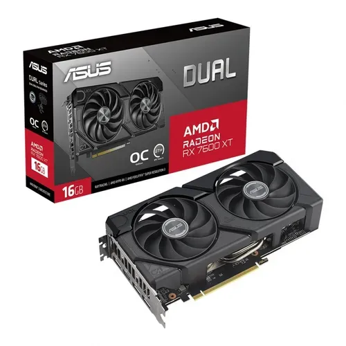 Placa De Vdeo Asus Dual Amd Radeon Rx 7600 Xt Oc Edition, 16gb, Gddr6, Fsr, Ray Tracing, Dual-rx7600xt-o16g