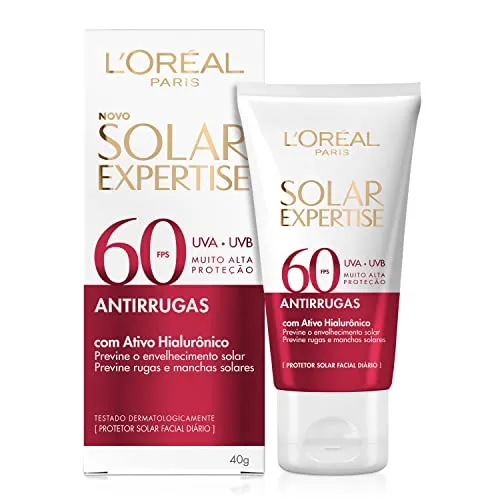 [rec] L'oral Paris Protetor Solar Facial Antirrugas Fps60 Com Ativo Hialurnico Solar Expertise, 40g