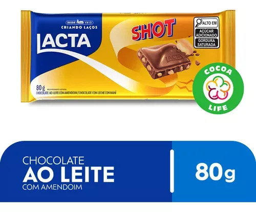 (regional) Chocolate Lacta Ao Leite Com Amendoim Shot 80gr