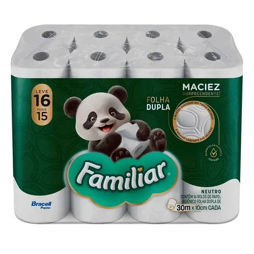 (levando 2 R$26,46) Papel Higinico Folha Dupla Familiar 30 Metros 16 Rolos