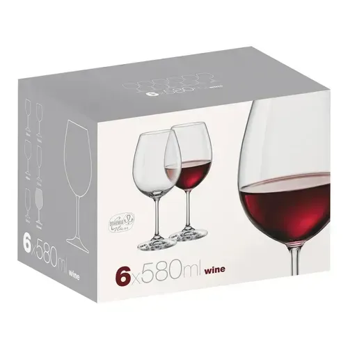 (r$11,66 Cada Taa/regional) Jogo De Taas Para Vinho Cristal 580ml Cristal Bohemia 6 Peas