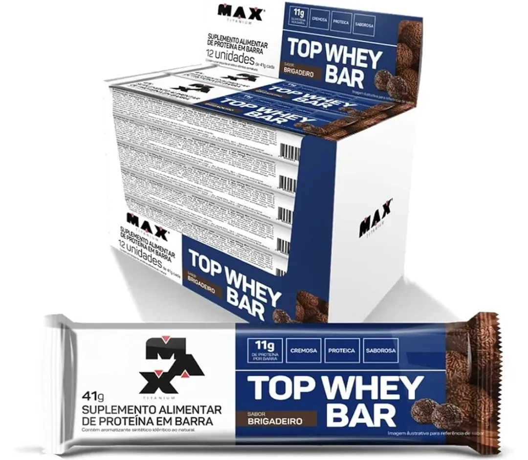 [rec] Max Titanium Top Whey Bar - 12 Unidades De 41g Brigadeiro