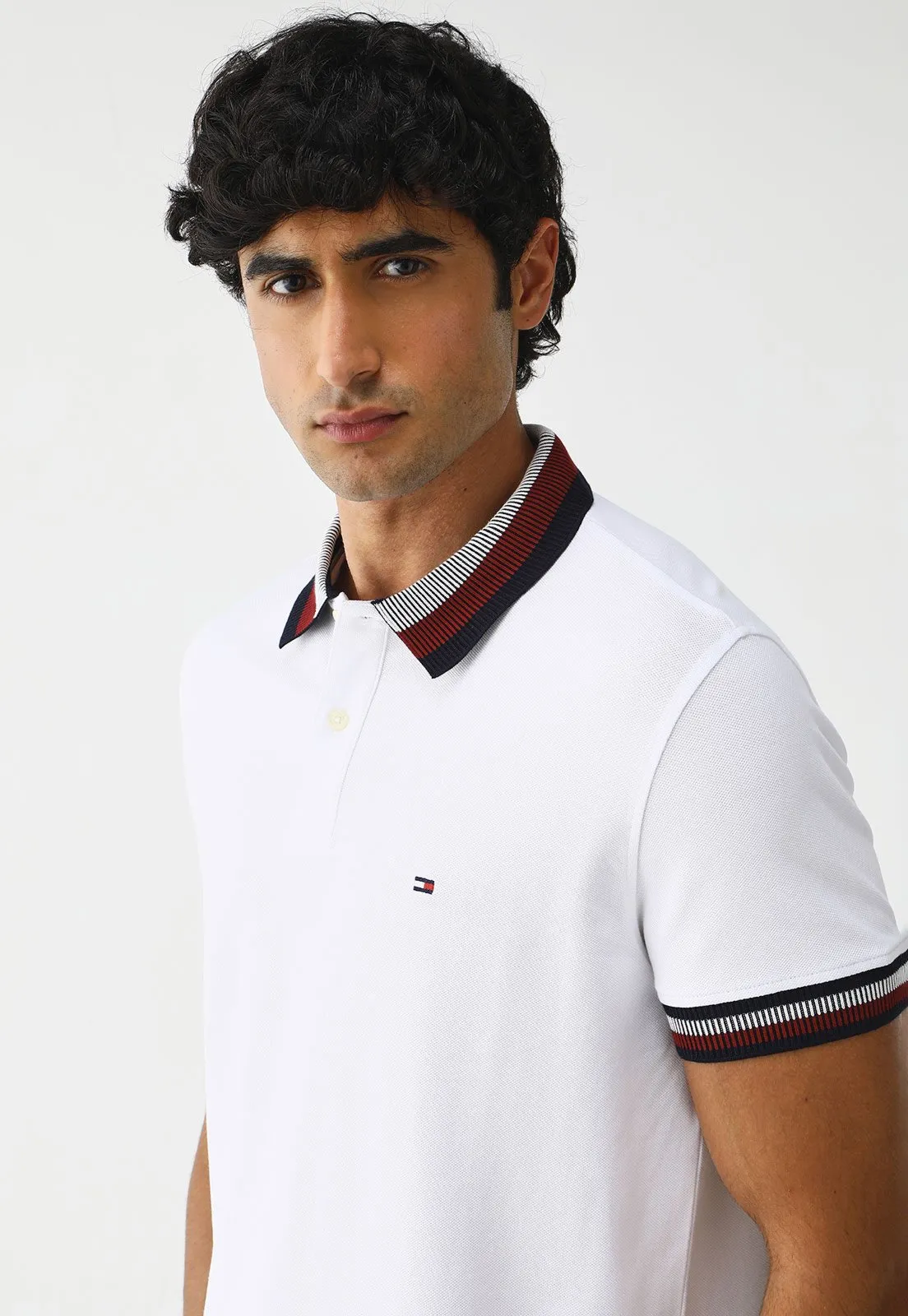 Camisa Polo Tommy Hilfiger Regular Two Tone Shado Collar Branca