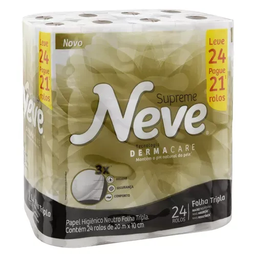 Papel Higinico Supreme Folha Tripla 24 Rolos Neve