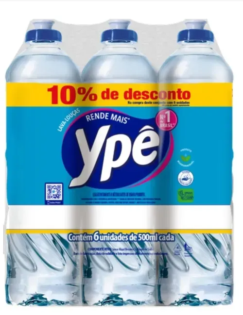 Pack Com 6 Detergente Lquido Yp Clear 500ml