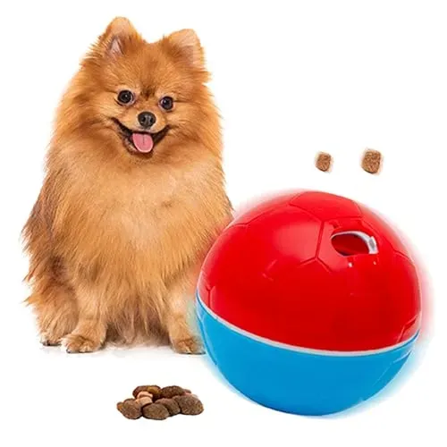 Amicus - Bolinha De Petiscos Para Ces Crazy Ball - Bola Com Compartimento Para Petiscos De Cachorro, Brinquedo Ajustvel - Vermelho E Azul, 300g