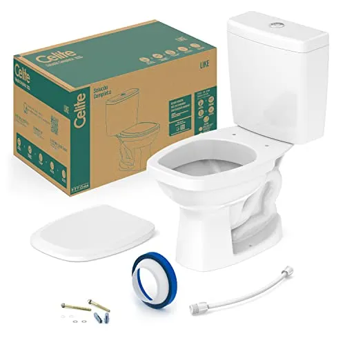 Celite 1647230010300 - Kit Bacia Com Caixa, Assento Polipropileno E Complementos De Instalao Like, 36 X 61 X 74 Cm, Branco