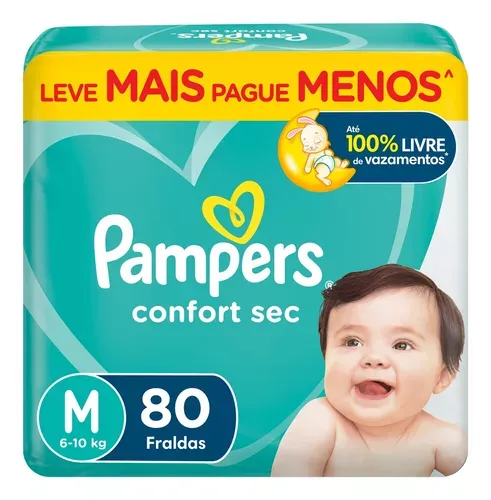 Fraldas Pampers Confort Sec M X 80 Unidades