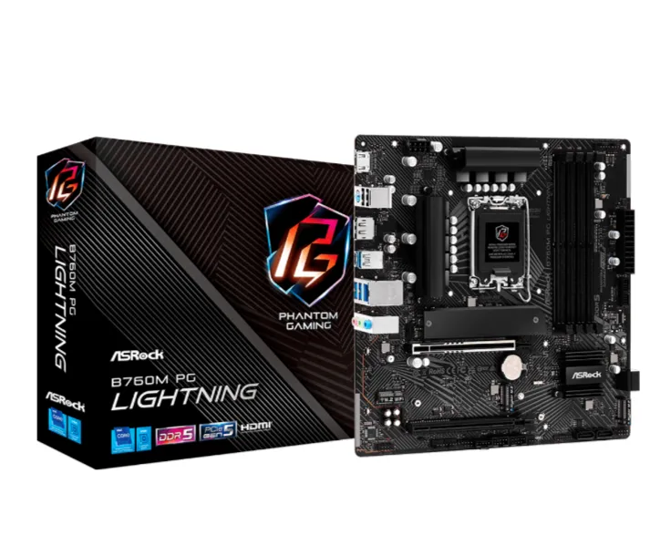 Placa Me Asrock B760m Pg Lightning, Chipset B760, Intel Lga 1700, Matx, Ddr5, 90-mxbm20-a0uayz