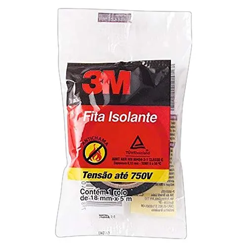 [recorrncia + Super R$2,4] 3m, Fita Isolante, 750v, 18mm X 5m, Preta