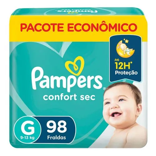 [2 Unid R$ 99,99 Cada] Fralda Pampers Confort Sec G 98 Unidades