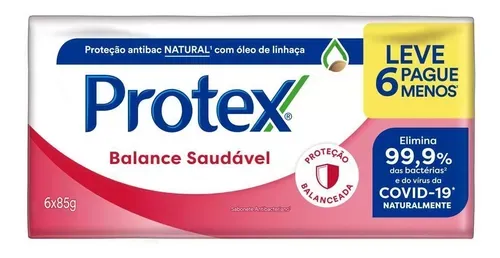 [6 Un - R$ 1,80 Cada] Sabonete Antibacteriano Em Barra Protex Balance 85g