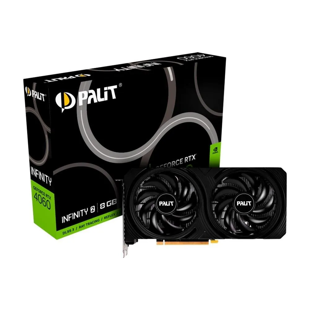 Placa De Video Rtx 4060 Infinity 2 Palit Nvidia Geforce, 8gb Gddr6, Dlss, Ray Tracing, G-sync - Ne64060019p1-1070l