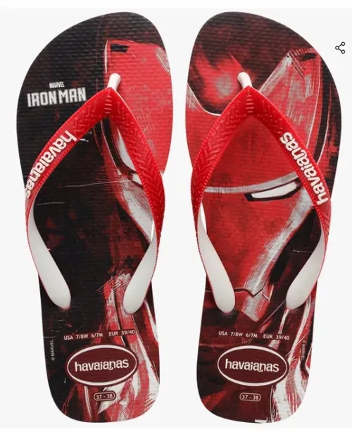 Chinelo Havaianas Top Marvel Homem De Ferro Vermelho Apache