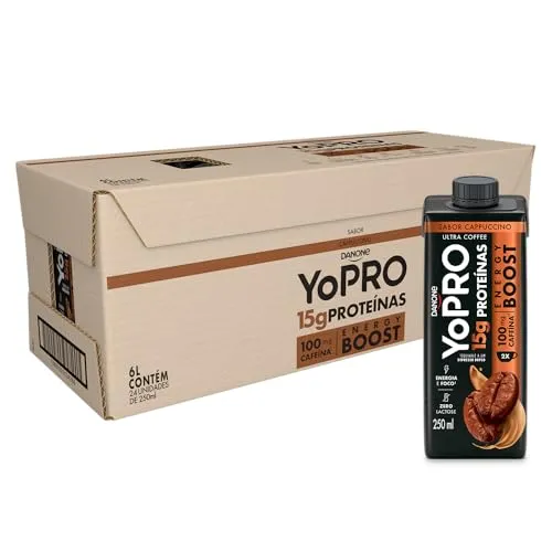 [rec] [sel] Pack 24 Yopro Bebida Lctea Energy Boost Uht Capuccino 15g De Protenas 250ml - 24 Unidades