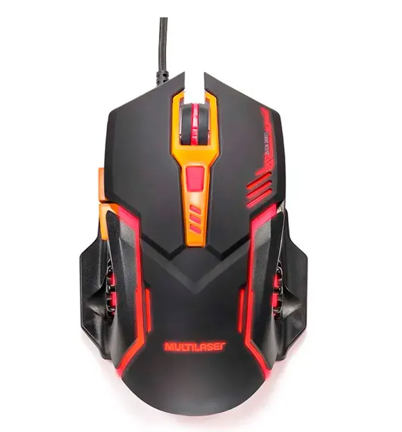 Mouse Gamer Multilaser 2400 Dpi Mo270 Preto E Laranja