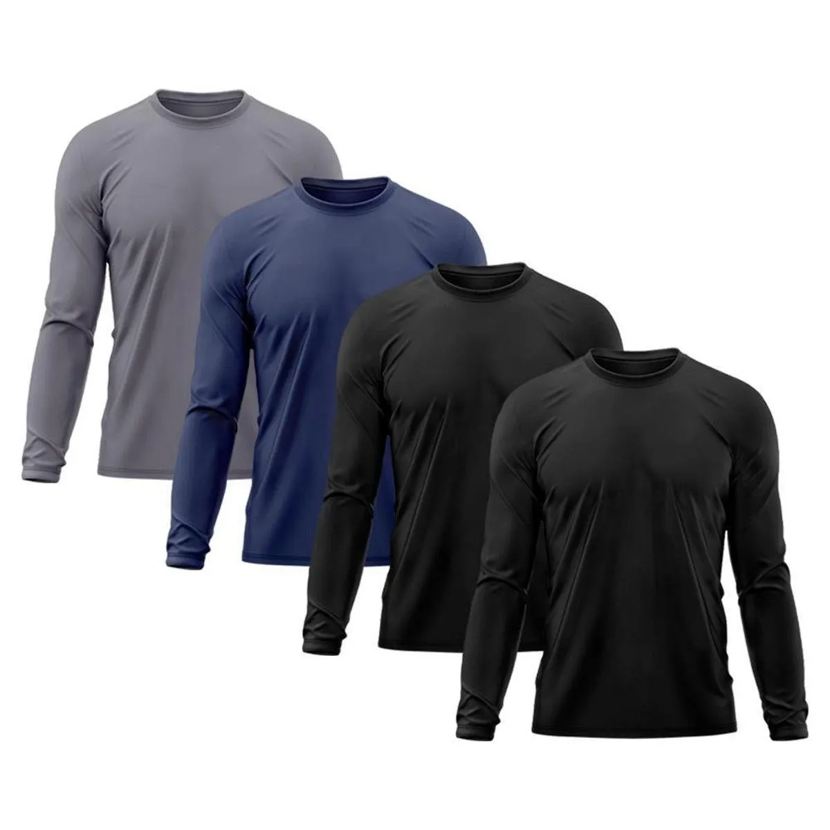 Kit 4 Camiseta Masculina Segunda Pele Proteo Solar Uv Trmica Praia Manga Longa Blusa Camisa