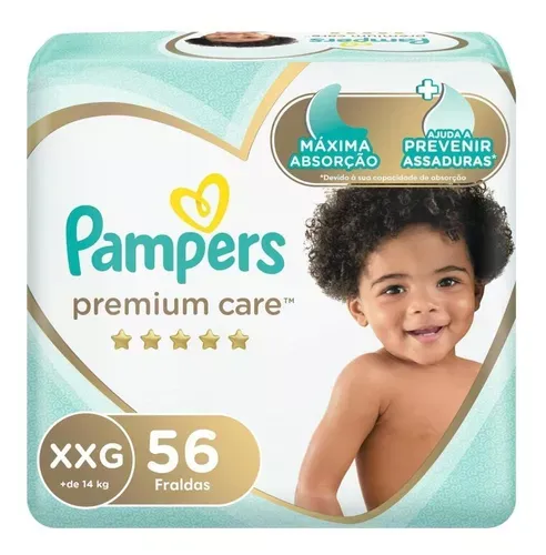 Fraldas Descartveis Premium Care Tamanho Xxg Com 56 Unidades Pampers