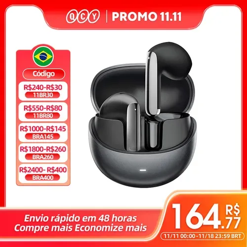 Qcy Ht10 Ailybuds Pro+ Anc Fone De Ouvido Sem Fio Hi-res Audio Com Ldac Bluetooth 5.3 Fones De Ouvido 6 Mic Ai Hd Chamada Conexo Multiponto