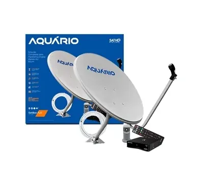 Kit Antena Aqurio Ku Dth-9060 Com Receptor Digital +cabo Coaxial+lnbf Universal 60cm