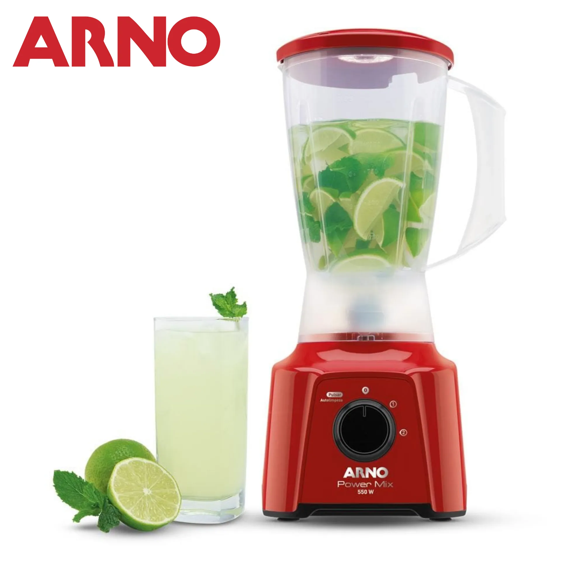 Liquidificador Arno 2 Litros Power Mix 550w Vermelho Ln28