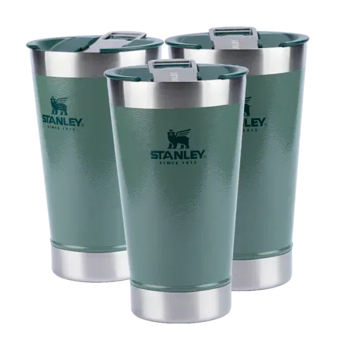 Kit 3 Copos Trmicos De Cerveja (com Tampa) Stanley Hammertone Green 473ml