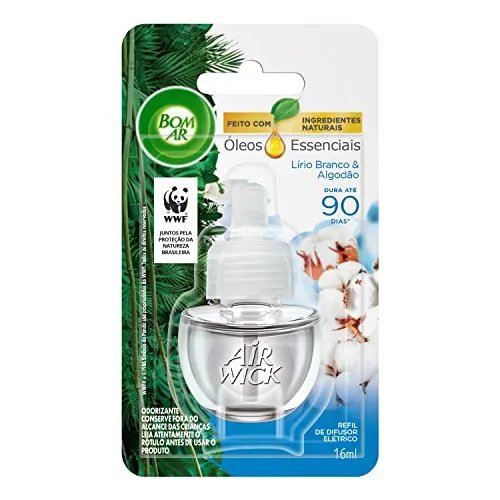 [rec][leve 4 Pague 3 R$52,33] Refil Para Difusor Eltrico Bom Ar Lirio Branco E Algodo 16ml