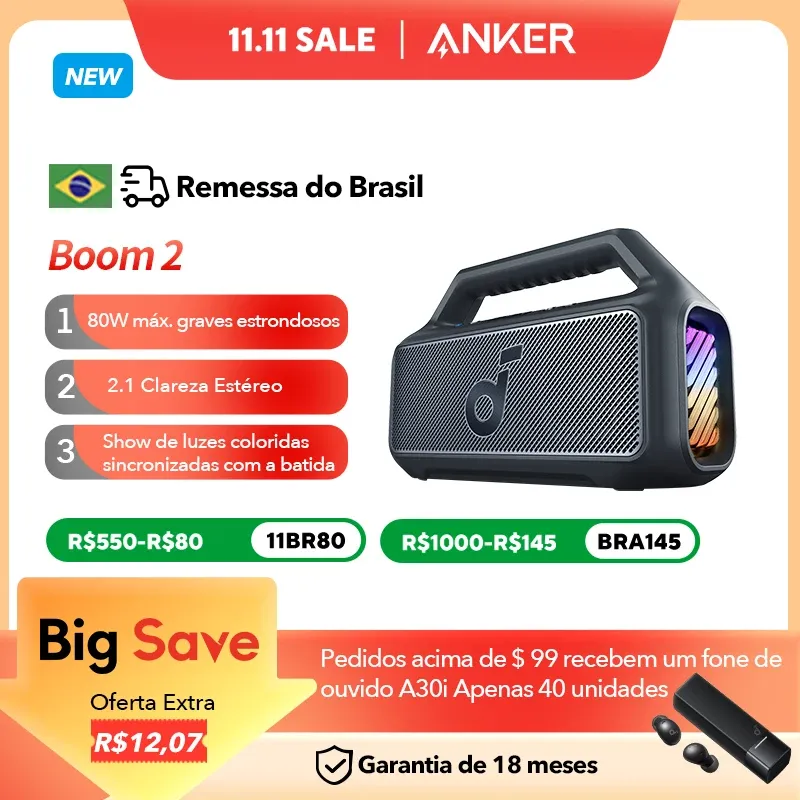 (brasil) Caixa De Anker Soundcore Boom 2 80w