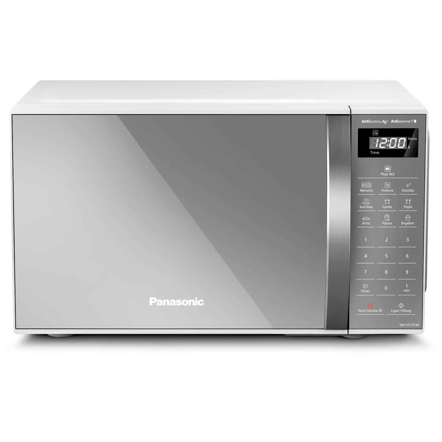 Micro-ondas De Mesa Panasonic Com 21 Litros De Capacidade Branco Com Porta Espelhada - Nn-st27lwru