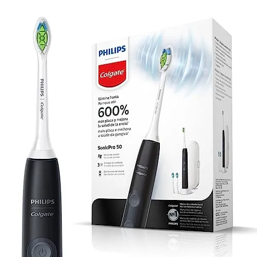 Colgate Philips Sonic Pro 50 - Escova De Dente Eltrica Recarregvel Bivolt Com 2 Refis E Estojo De Viagem