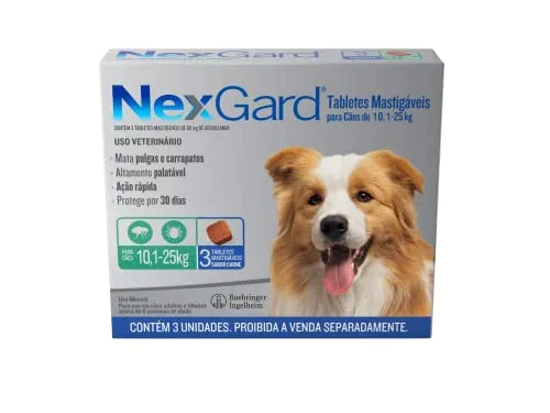 Nexgard Antipulgas E Carrapatos Para Ces De 10.1 A 25kg 3 Tabletes