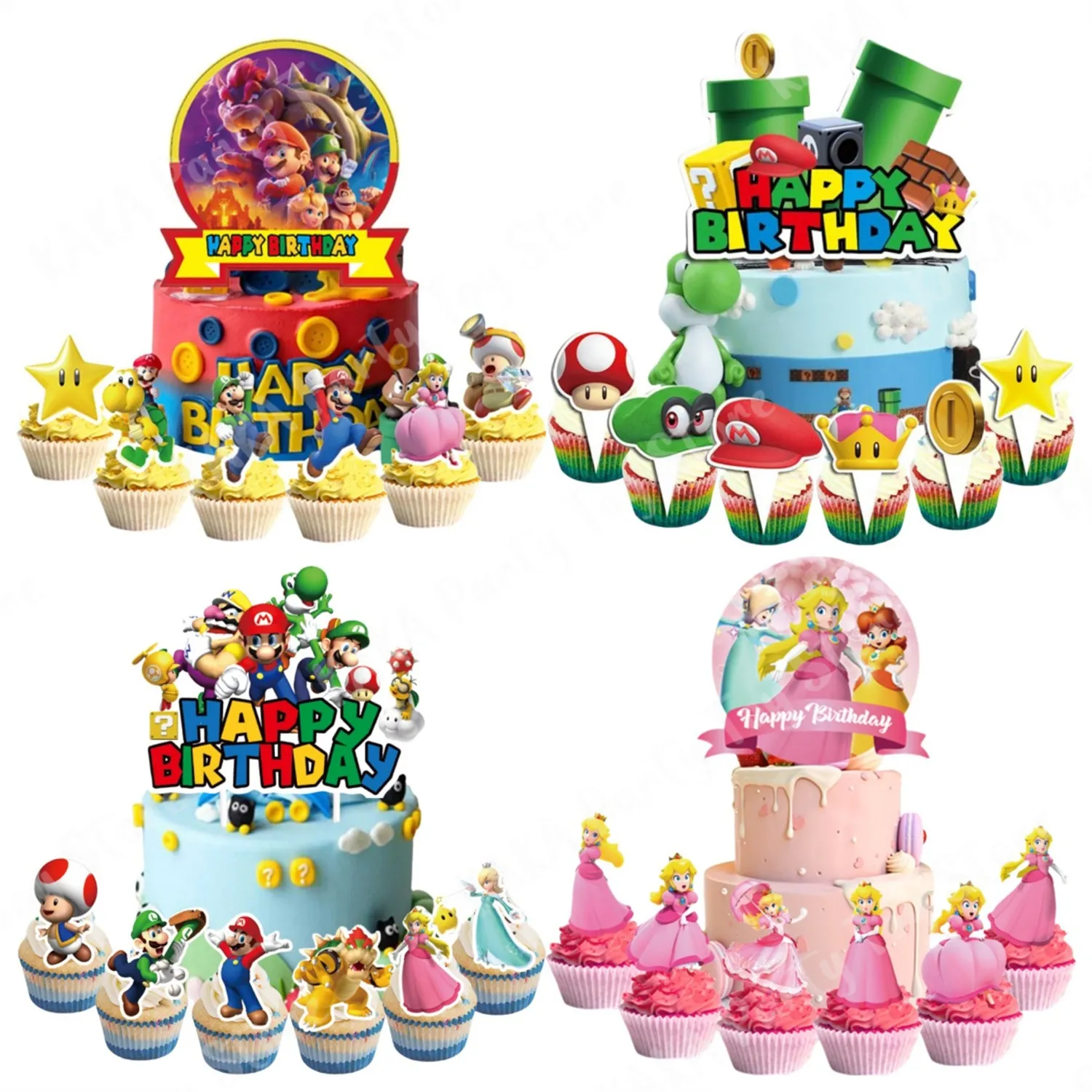 25 Ps/set Super Mario Bolo Toppers Dos Desenhos Animados Bros Cupcake Topper Para Crianas Festa De Aniversrio Decoraes Do Bolo