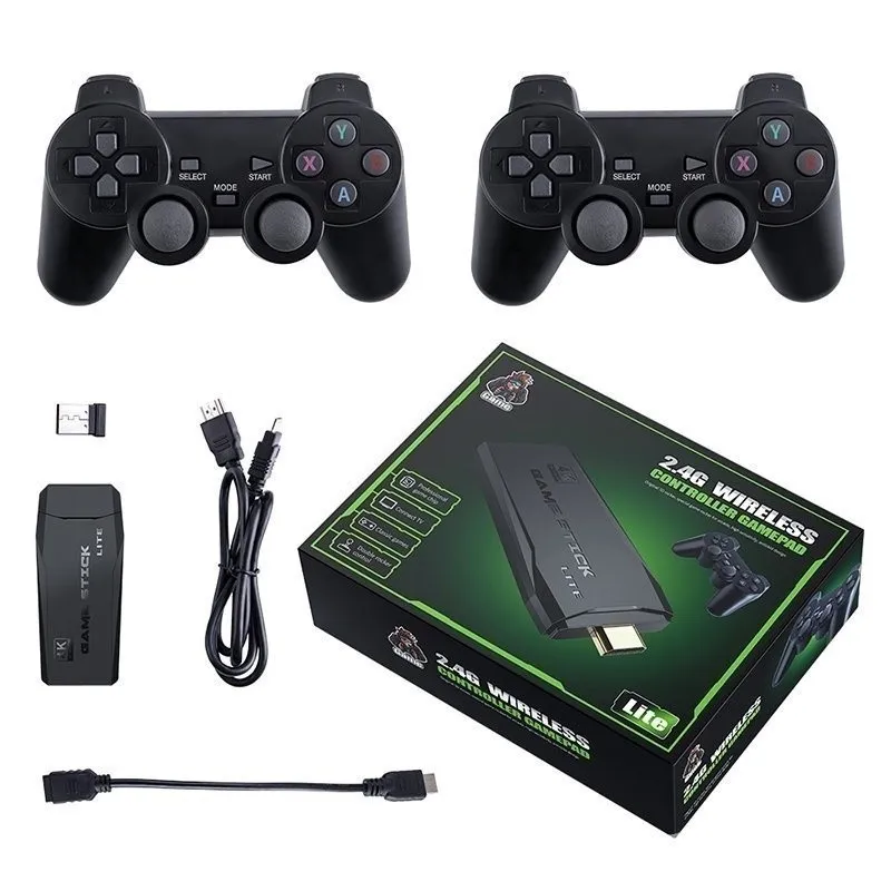 Videogame Stick 10mil 2 Controles Sem Fio Console Portatil Jogos Retro Antigo Su