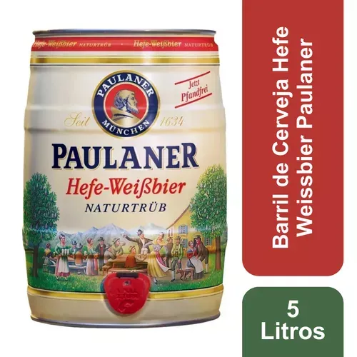 Barril Cerveja Paulaner Hefe Weissbier Naturtrub 5 Litros