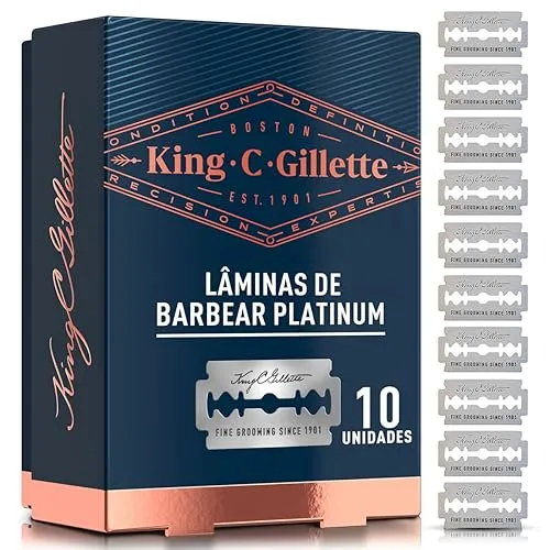 [prime] King C. Gillette, Lminas De Barbear Duplo Fio, 10 Cargas Para Aparelho De Barbear Clssico Com Lmina