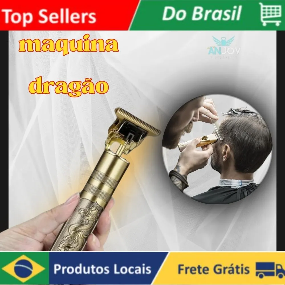 [r$9 Moedas/br] Barbeador Eltrico Profissional Drago - Mquina De Corte Com Bateria Recarregvel E Aparador Para Barba