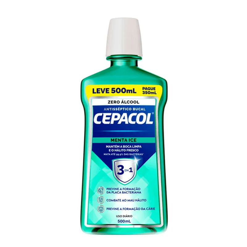 Antissptico Bucal Cepacol Zero lcool Menta Ice 500ml