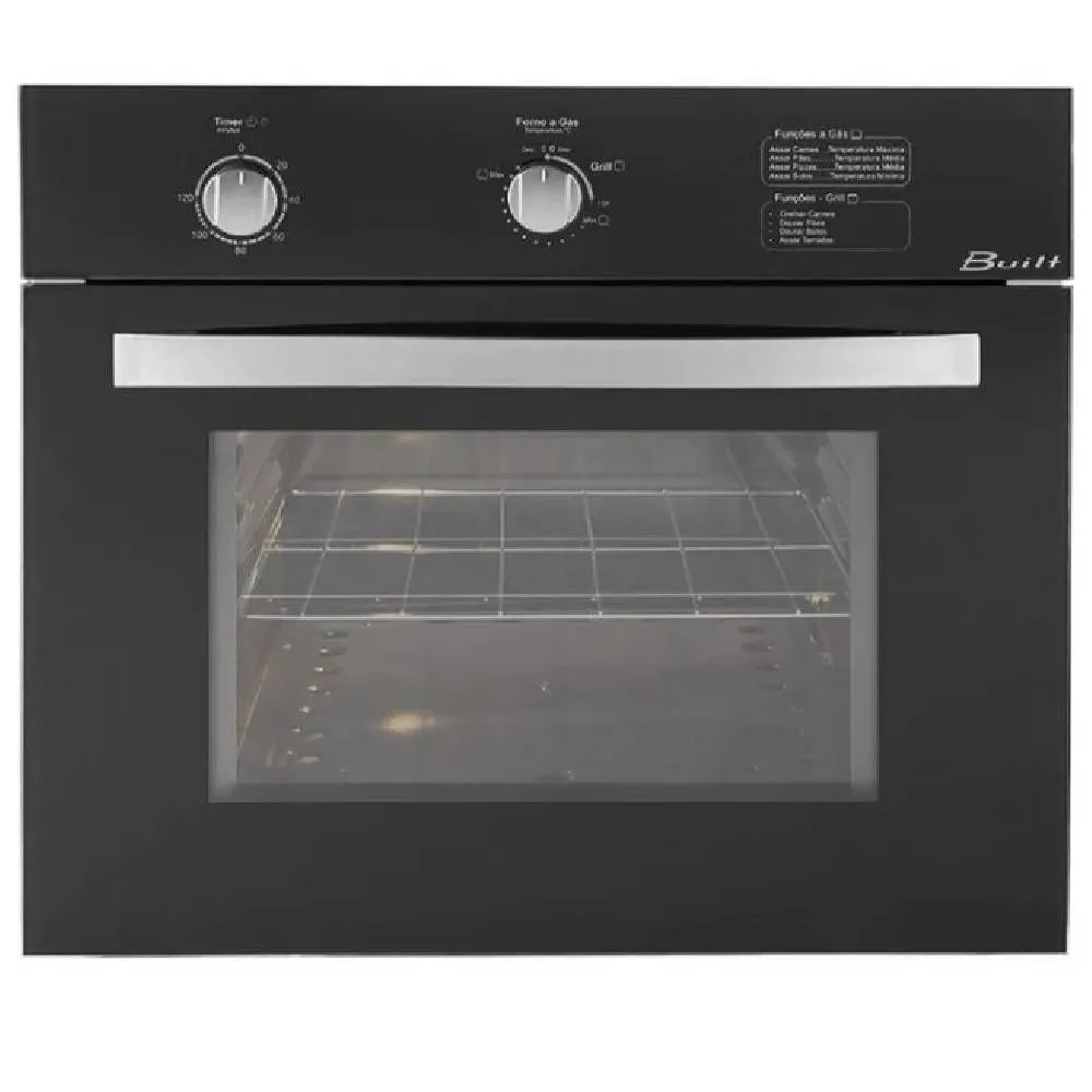 Forno De Embutir A Gs Built Luxor Preto 46l - Timer, Ajuste De Temperatura, Prateleira Deslizante